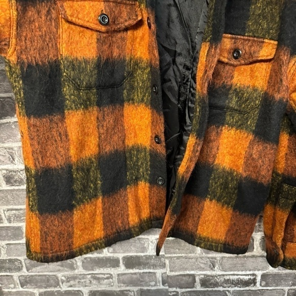 ANINE BING Samone Plaid Trucker Jacket Orange black wool button front coat - Picture 8 of 13